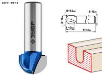 Фреза пазовая галтельная,  19мм, рабочая длина-13мм, радиус-9, 5мм, хв.-12 мм, ЗУБР Профессионал