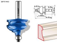 Фреза кромочная фигурная №4,  44, 5мм, рабочая длина-28, 5мм, хв.-12мм, d-12, 7мм, ЗУБР Профессионал