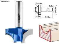 Фреза пазовая фасонная №1,  31, 8 мм, рабочая длина-16мм, радиус-9, 5мм, хв.-8 мм, ЗУБР Профессионал