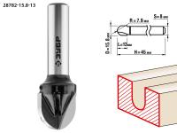 Фреза пазовая галтельная, 15, 8 мм, рабочая длина-13 мм, радиус-7, 9 мм, хв.-8 мм, ЗУБР Профессионал
