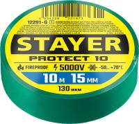 Зеленая изолента ПВХ, 10м х 15мм STAYER Protect-10