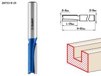 Фреза пазовая прямая,  8 мм, рабочая длина-25мм, хв.-8 мм, ЗУБР Профессионал 28753-8-25