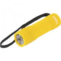 Фонарь светодиодный, жёлтый корпус с мягким покрытием, 9 LED, 3хААА Denzel