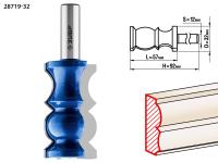 Фреза кромочная фигурная №8,  32мм, рабочая длина-57, 2мм, хв.-12 мм, ЗУБР Профессионал