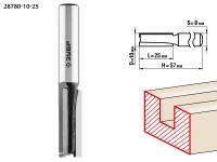 Фреза пазовая прямая, 10 мм, рабочая длина-25 мм, хв.-8 мм, ЗУБР Профессионал