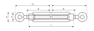 Талреп DIN 1480, кольцо-кольцо, М12, 4 шт, кованая натяжная муфта, оцинкованный, ЗУБР Профессионал