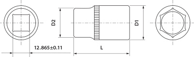 Головка торцевая 1/2 DR, 11 мм Thorvik FS01211