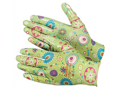 Перчатки из полиэстера, садовые с полимерным покрытием ладони и пальцев, размер "M", РемоКолор
