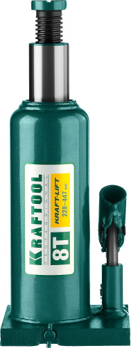 Домкрат гидравлический бутылочный "Kraft-Lift", сварной, 8т, 228-447мм, KRAFTOOL 43462-8