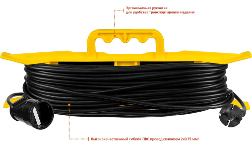 Удлинитель на рамке "MF 207", 30 м, 2200 Вт, 1 гнездо, ПВС 2х0,75 мм2, STAYER