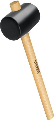 Киянка STAYER резиновая черная с деревянной ручкой, 680г