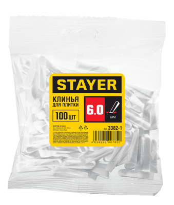 Клинья для кафеля, 6мм, STAYER 3382-1, 100шт