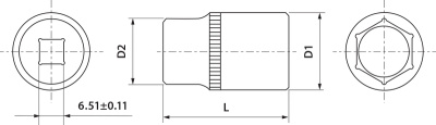 Головка торцевая 1/4 DR, 11 мм Thorvik FS01411