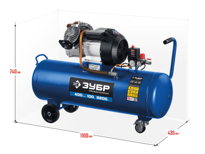 Компрессор воздушный, 400 л/мин, 100 л, 2200 Вт, ЗУБР