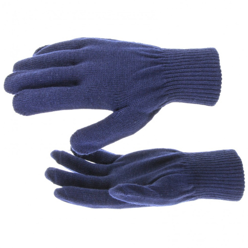 Перчатки трикотажные, акрил, цвет: синий, двойная манжета, Россия Сибртех