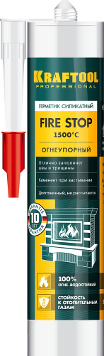 Герметик KRAFTOOL KRAFTFLEX FR150 силикатный огнеупорный "+1500 С", жаростойкий, черный, 300 мл