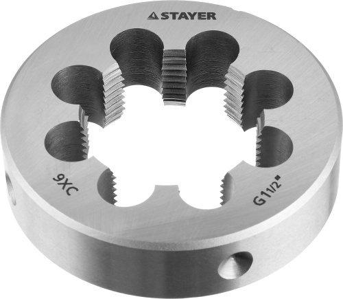 Плашка круглая ручная STAYER "MASTER", сталь 9ХС, для трубной резьбы G 1 1/2``