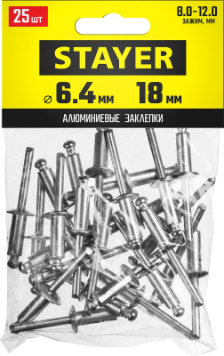 Алюминиевые заклепки Pro-FIX, 6.4 х 18 мм, 25 шт., STAYER Professional