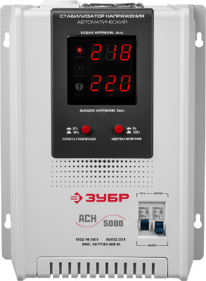 Профессиональный стабилизатор напряжения навесной 5000 ВА, 140-260 В, 8% ЗУБР АСН 5000