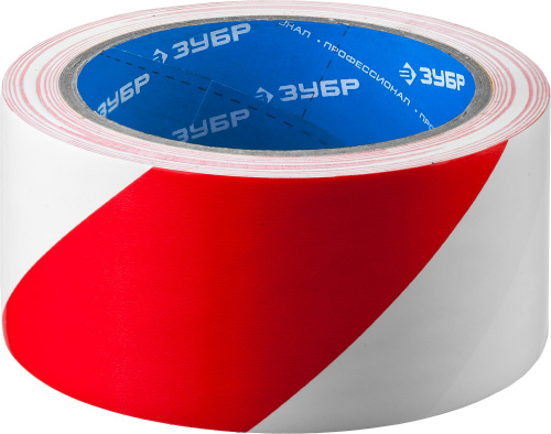Разметочная клейкая лента, ЗУБР Профессионал 12248-50-25, цвет красно-белый, 50 мм х 25м