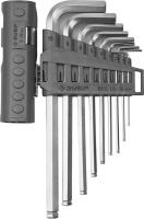 Набор ЗУБР Ключи "ЭКСПЕРТ" имбусовые длинные с шариком, Cr-Mo, HEX 1, 5-10 мм, 9 пред 