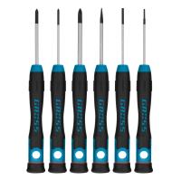 Набор отверток для точной механики, CrMo, двухкомпонентные рукоятки, 6шт., пласт. бокс Gross