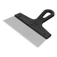 Шпатель из нержавеющей стали, 200 мм, зуб 4х4 мм, пластмассовая ручка Сибртех