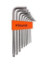 1045-04-9x9-TL Набор ключей TORX Cr-V 9шт., T9-T50, длинные, ПЛАСТИКОВЫЙ КЕЙС Sturm