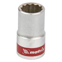 Головка торцевая, 14 мм, 12-гранная, CrV, под квадрат 1/2", хромированная Matrix