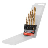 Набор нитридтитановых сверл по металлу, 3-4-5-6-8 мм, HSS, 5 шт., пласт. кор. цил. хвост. Matrix