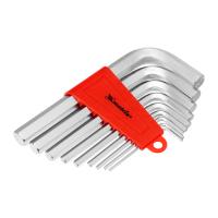 Набор ключей имбусовых HEX, 2–12 мм, CrV, 9 шт., короткие, сатин. Matrix