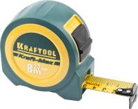 Рулетка KRAFTOOL "Kraft-Max", длинный вылет, нейлон покрытие, упрочненный двухкомп корпус, 8м/27мм
