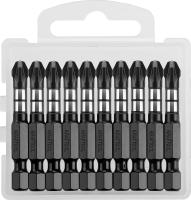 Биты KRAFTOOL Impact Pro, Pozidriv, тип хвостовика E 1/4", PZ3,50 мм, 10шт, в пластиковом боксе