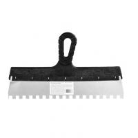 Шпатель из нержавеющей стали, 350 мм, зуб 10х10 мм, пластмассовая ручка Россия