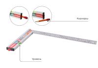 2020-06-400 Угольник с уровнем и карандашом КУЛИБИН,400 мм,нерж.сталь,pat.,Sturm