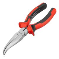 Длинногубцы NICKEL, 180 мм, изогнутые никелированные, двухкомпонентные рукоятки Matrix