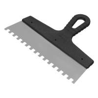 Шпатель из нержавеющей стали, 250 мм, зуб 8х8 мм, пластмассовая ручка Сибртех