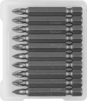 Биты ЗУБР "МАСТЕР" кованые, хромомолибденовая сталь, тип хвостовика E 1/4", PZ1, 50 мм, 10шт 