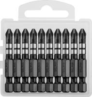 Биты KRAFTOOL Impact Pro, Pozidriv, тип хвостовика E 1/4", PZ2, 50 мм, 10шт, в пластиковом боксе