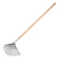 Грабли веерные оксидированные 20 зубьев, с черенком, плоский зуб, Россия Сибртех