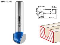 Фреза пазовая галтельная,  12, 7мм, рабочая длина-10 мм, радиус-6, 35мм, хв.-8 мм, ЗУБР Профессионал
