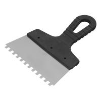 Шпатель из нержавеющей стали, 150 мм, зуб 6х6 мм, пластмассовая ручка Сибртех