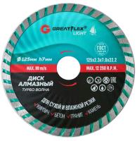 Диск отрезной алмазный Турбо волна GreatFlex Light, 230 x 2.8 x 7.0 x 22.2 мм