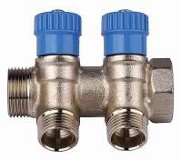 Коллектор GENERAL FITTINGS для холодной воды, вентили, никелированная латунь, вход 3/4" - 3 выхода 1