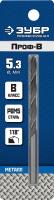 Сверло по металлу, сталь Р6М5, класс В ЗУБР ПРОФ-В 5.3х86мм