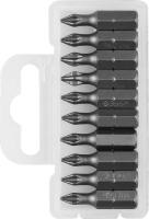Биты ЗУБР "МАСТЕР" кованые, хромомолибденовая сталь, тип хвостовика C 1/4", PH1, 25мм, 10шт 