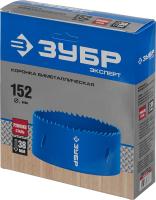 Коронка биметаллическая, быстрорежущая сталь, глубина сверления до 38 мм, d-152мм, ЗУБР