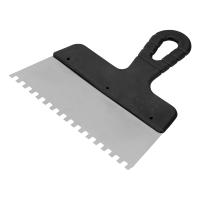 Шпатель из нержавеющей стали, 200 мм, зуб 6х6 мм, пластмассовая ручка Сибртех