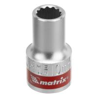 Головка торцевая, 10 мм, 12-гранная, CrV,под квадрат 1/2", хромированная Matrix
