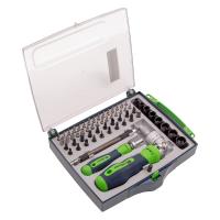 Отвертки реверсивные с набором бит, торцевых головок, 61 предм.,CrV Сибртех